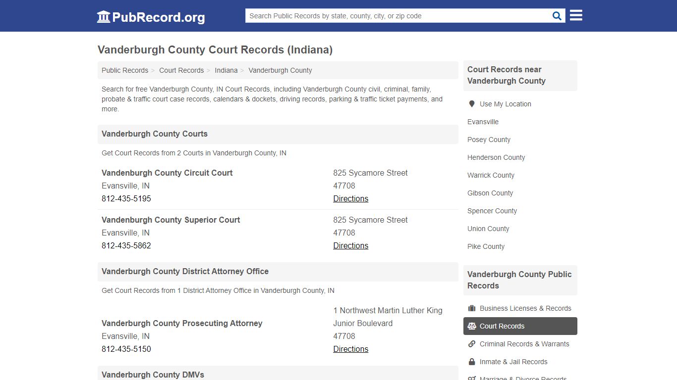 Free Vanderburgh County Court Records (Indiana Court Records)